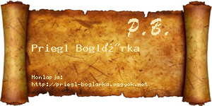 Priegl Boglárka névjegykártya